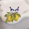 Trendy Enamel Bird And Lemon Brooches For Women Animal Fruit Pins Casual Party Accessories  Year Gifts