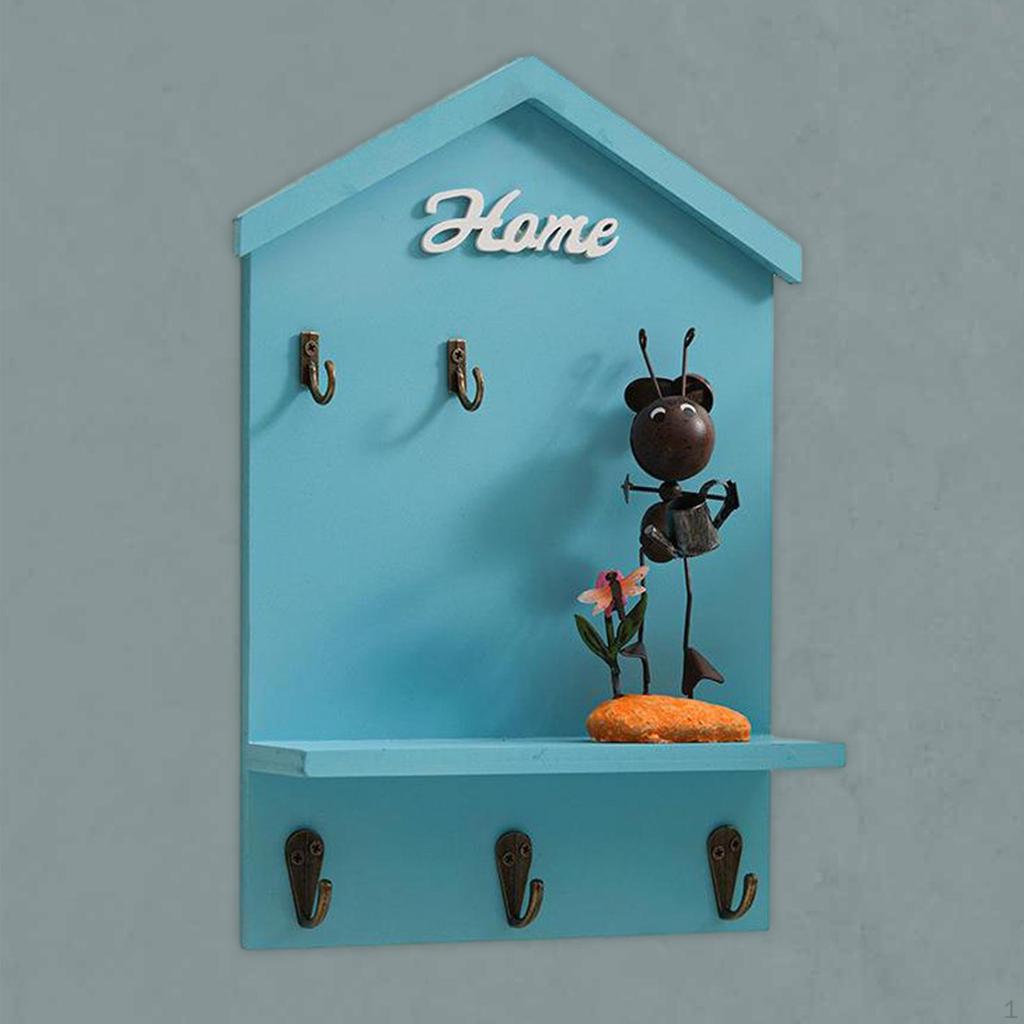 Decorative Wall Mount Wooden Key Storage Organizer 8.2x2.7x12.2 Inch Versatile Home Decor for Can