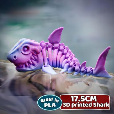 Акула для 3D-печати, полностью подвижная, подарок на день рождения, реалистичные животные, декоративное украшение для рабочего стола, 17,5 см