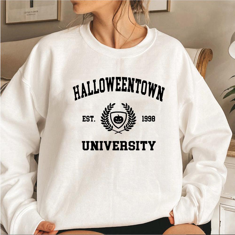 Толстовка с круглым вырезом Halloweentown University, толстовка с капюшоном на Хэллоуин, толстовки с капюшоном Pumpkin, женская осенняя толстовка с графическим принтом, повседневные топы-пуловеры