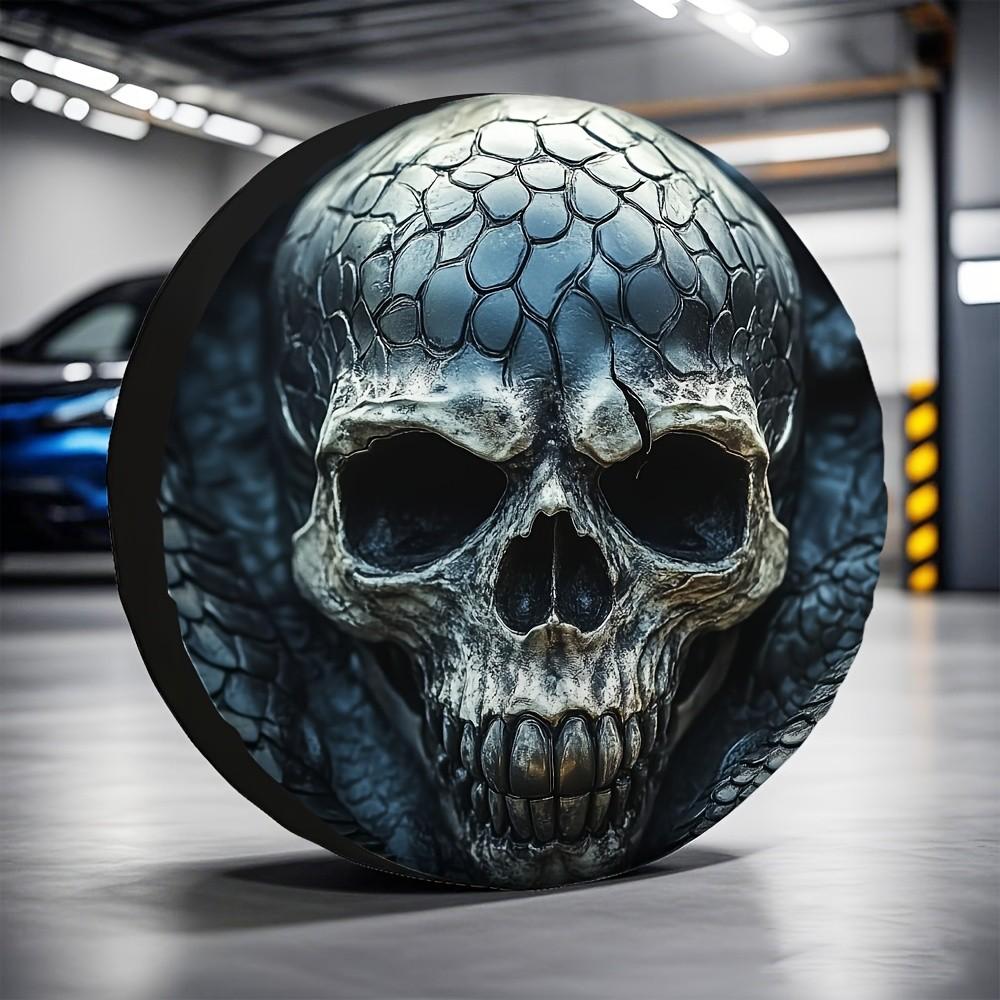 Wicked Dragon Skull Tire Cover Durable Polyester Spare Wheel Cover for RV and Car