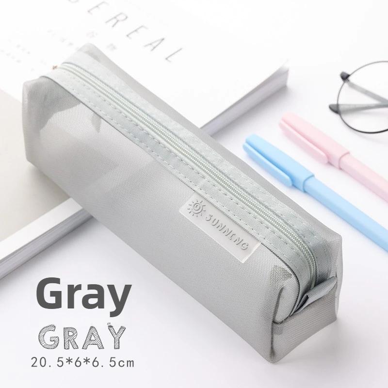 Cute Transparent Mesh Pencil Pouch High Value Student Stationery Bag Portable Multi-functional Student Supplies Storage Bag