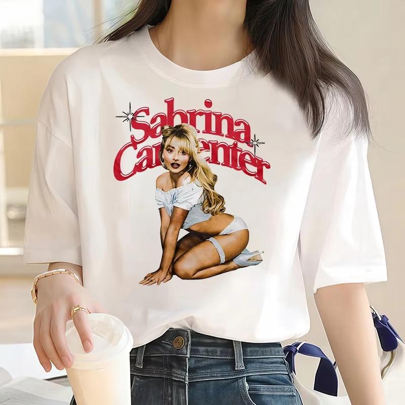 Sabrina Carpenter Album Short NSweet Tshirt Womens Summer Y2K Clothing Pure Cotton Harajuku Fashion Casual Street Clothing