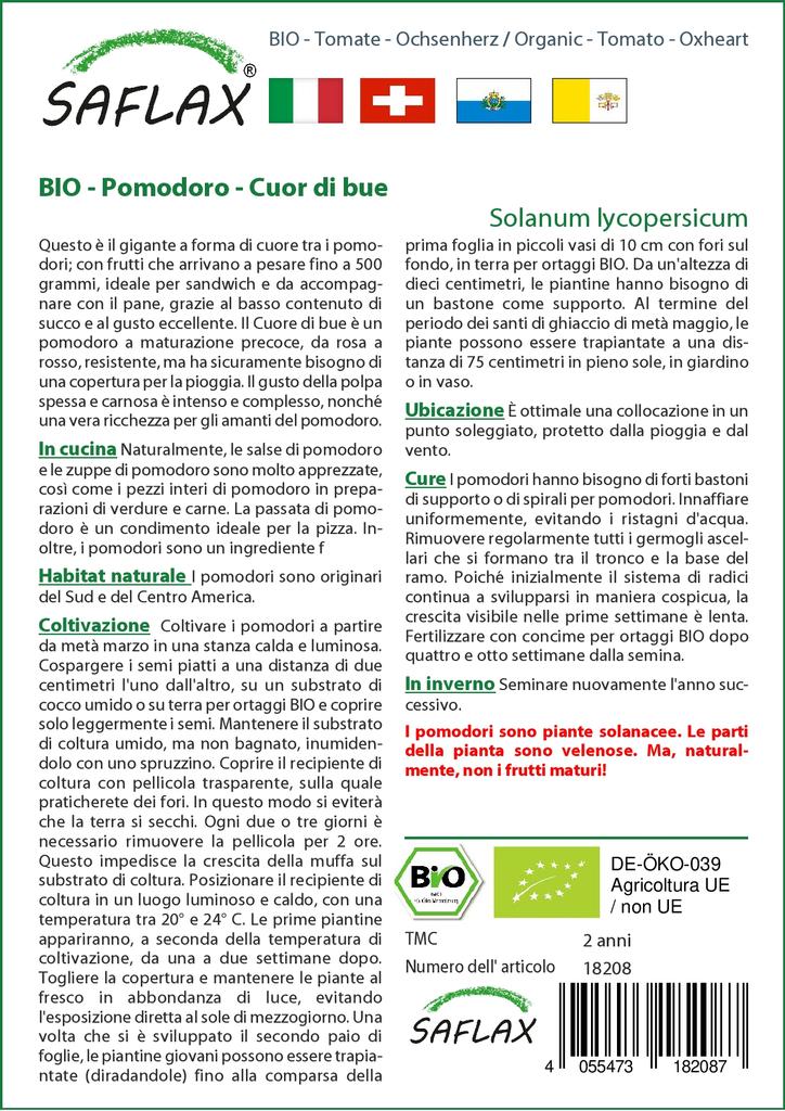 SAFLAX Organic - Tomato - Oxheart - 10 Seeds - Solanum Lycopersicum