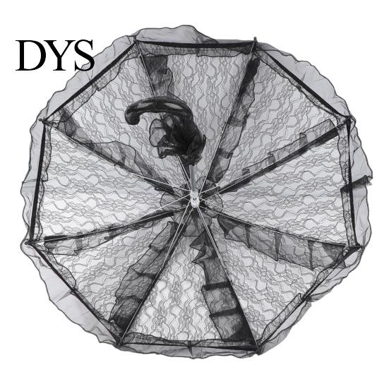 Fashionable Daily Travel Parasol Vintage Gothic Lace Umbrella, Black Bridal for Halloween Elegant Hollow Embroidery Umbrella Witch Cosplay,