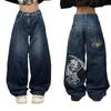 JNCO Уличная одежда Y2K Хип-хоп Принт Широкие Джинсы Деним Мужские Женские Осень Повседневные