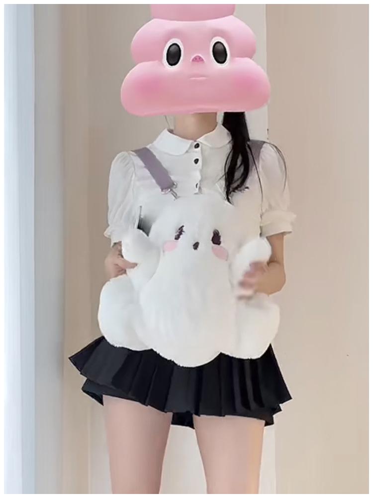 Плюшевый мультяшный рюкзак в виде привидения на Хэллоуин - Милая сумка на двойном/одном плече для девочек