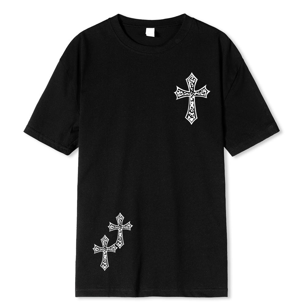 Футболка с принтом Black Diamond Cross, летняя готическая футболка Harajuku с короткими рукавами, футболка в стиле аниме-хип-хоп, мужская футболка большого размера