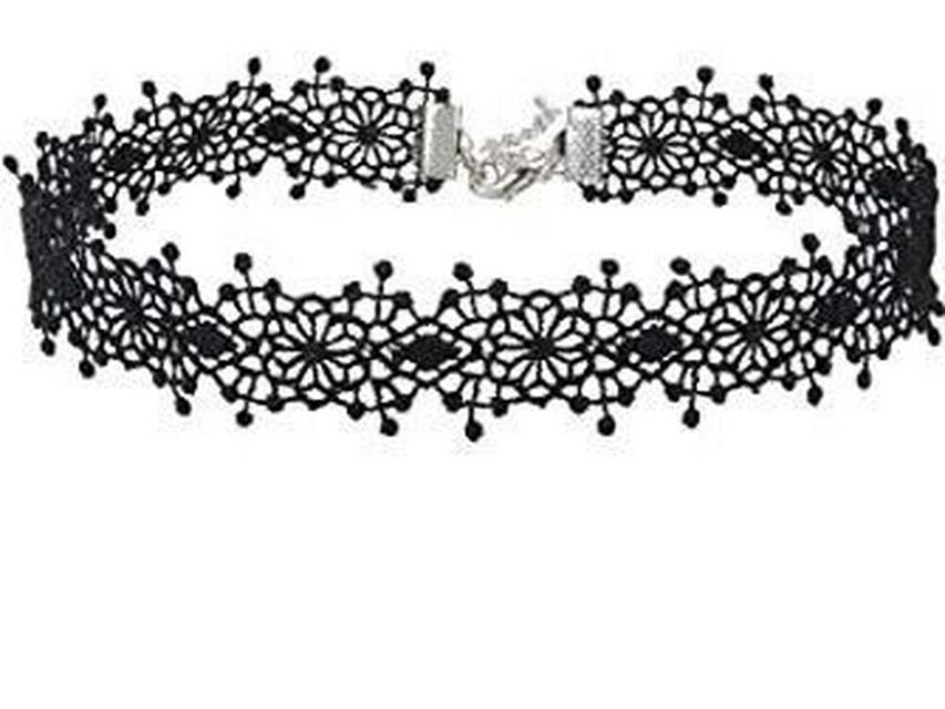 Универсальный набор ожерелий-чокеров из черного кружева: Женские цепочки на ключицу из шести предметов