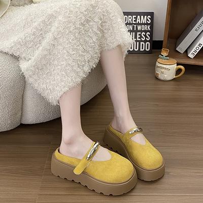 Тапочки на толстой подошве, новые весенне-летние, универсальные, для улицы, увеличивающие рост, нескользящие, повседневные, с закрытым носком, модные