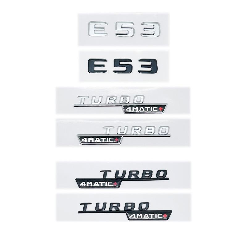 3D ABS Black E53 Logo Letters TURBO 4MATIC Badge Car Rear Star Sticker Trunk Emblem For Mercedes Benz W212 W213 E Class