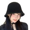 New autumn and winter warm knitted Mori sweetheart~ bucket hat women's retro temperament big eaves show face small wool basin hat