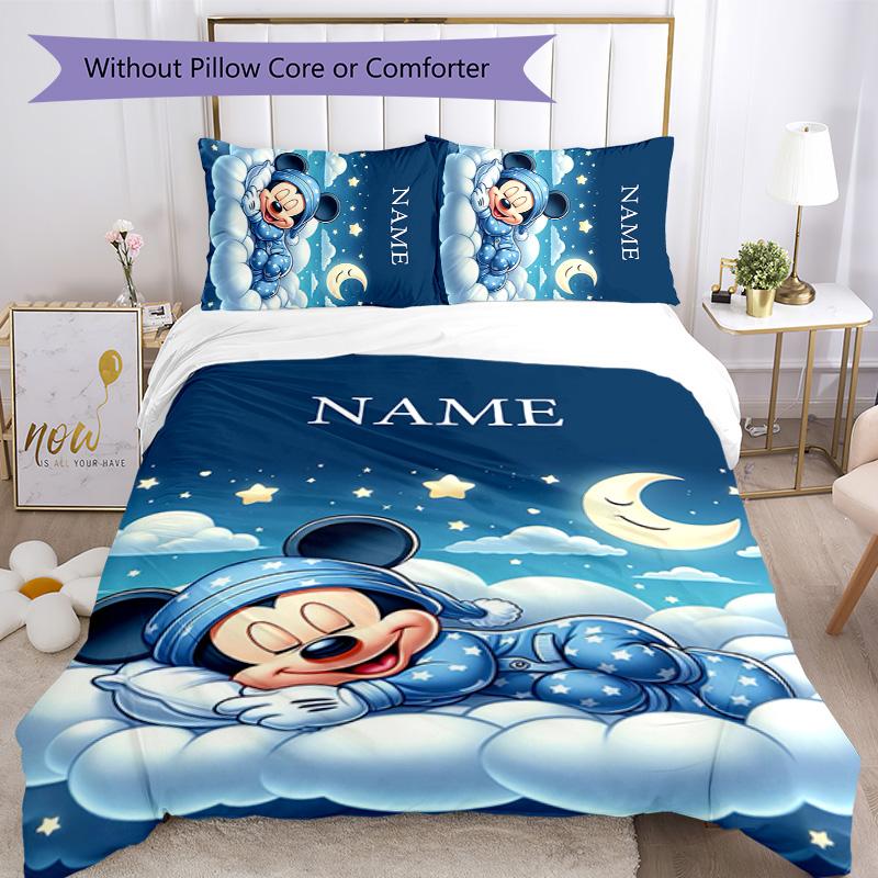 3pcs Mickey5 Cover Set - Personalized Name, HD Printed Bedding with 1 Cover and 2 Pillowcases - Perfect for Home Decor, Easy Care
