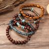 Mens Fashion Accessory 5pcs/Set Minimalist Durable Design Fashion Wood Beaded Bracelets Spiritual Natural Stone for Daily Wear For Him Jewelry