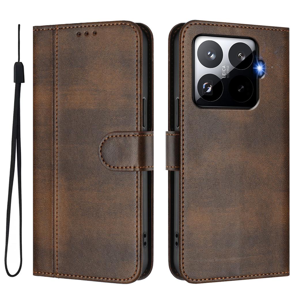 For Xiaomi 15T Pro Cases Wallet Stand Retro Texture Leather Phone Cover with Lanyard