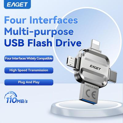 4 в 1 - флэш-накопитель Memory Stick USB 3.0 High Speed с USB-накопителем для телефона USB C Flash Drive для iPad Pro Android для iPhone 16/15/14