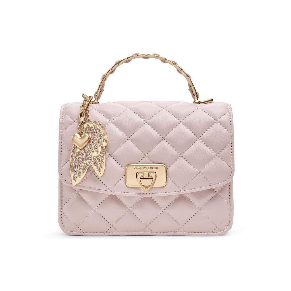 Charles & Keith Gift Box Style With Wing Chain Bag Quilted Small Square Bag Women Handbags Cotton-Candy-Pink CK17-50701608-A