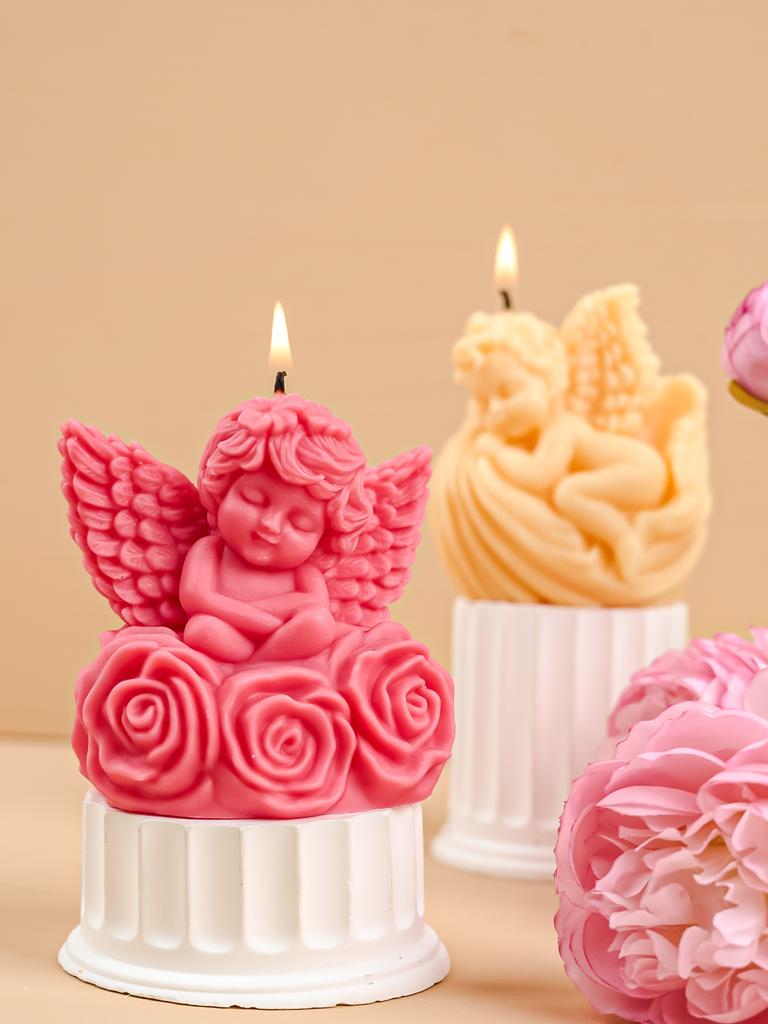 3D Rose Angel ароматизированная свеча силиконовая форма DIY цветок крылья мальчик ангел формы для мыла ручной работы гипсовая смола орнамент домашний декор подарок