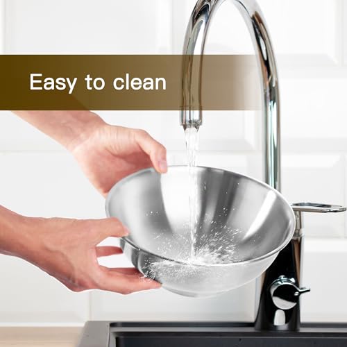 IMEEA Миска для рамена, Миска для лапши, Салатница, Прибл.. 22 см, Нержавеющая сталь, Можно мыть в посудомоечной машине, Термостойкий, Матовая двойная стенка, Набор из 2 шт.