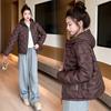 Womens Short Puffer Jacket With Hood Warm Thick Cotton-Padded Coat Winter Casual Streetwear