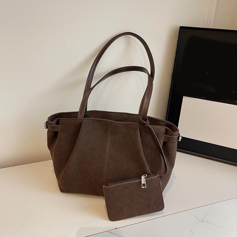 Yogodlns Замшевые сумки через плечо для женщин, вместительные сумки-тоуты, легкая сумка под мышкой, повседневная сумка-шоппер, однотонная дорожная сумка-ведро