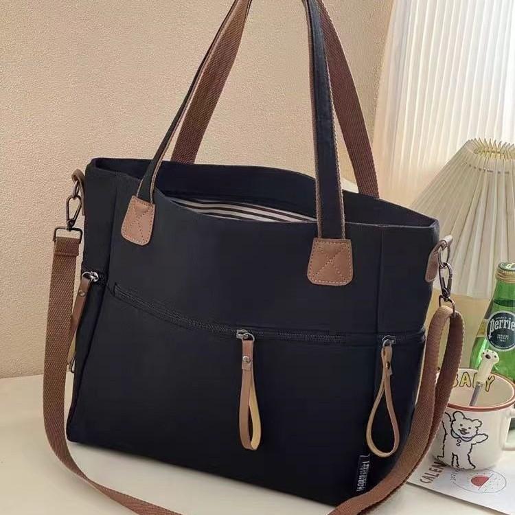 Canvas Tote Bag, Large Capacity Commuter Shoulder Crossbody Bag for Students Laptop