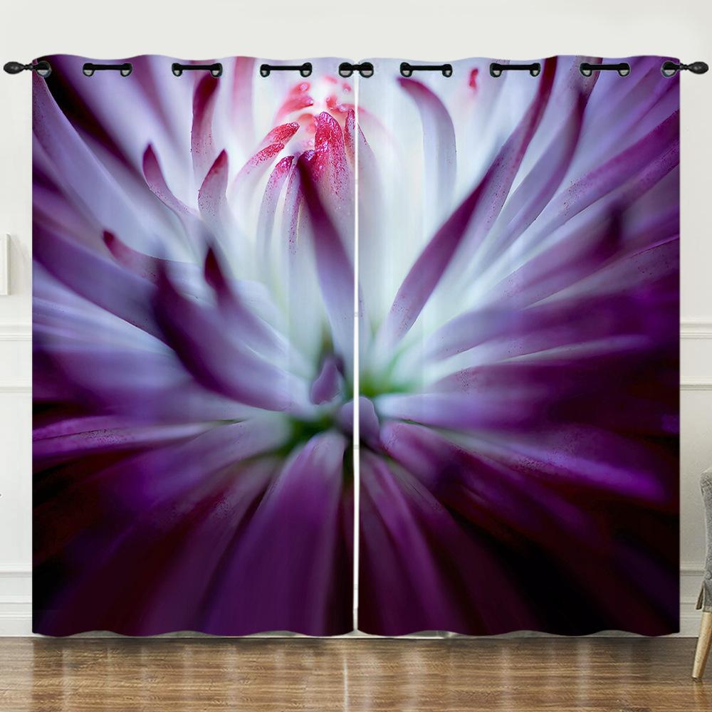 Штора Цветок Фиолетовый Лавандовый Цветок 3D Цифровая Печать Затемняющая Штора На Люверсах