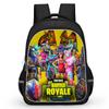 16-дюймовый мультяшный рюкзак Fortnite, прочная школьная сумка с двойной молнией, большая вместимость, подходит для мальчиков и девочек.