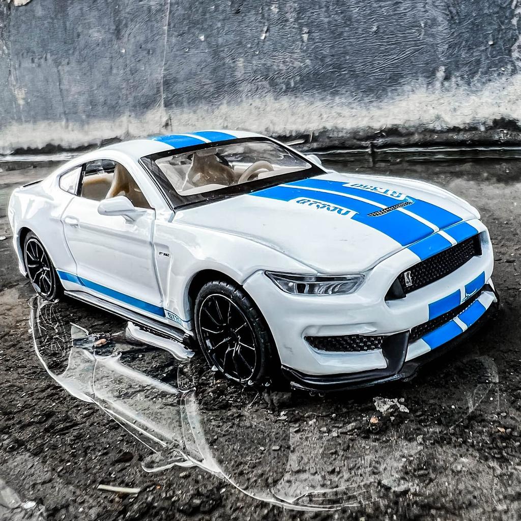 Масштаб 1/32 Shelby GT350, литая под давлением модель автомобиля, игрушечная машинка с откатным механизмом со звуком и светом для мальчиков и девочек, подарок