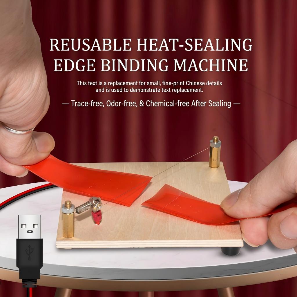 Mini hot stamping and overlock sewing machine USB powered DIY hair accessory and holiday gift wrapping tool.