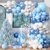 Набор воздушных шаров «Снежинка», Металлический серебристый, Металлический синий, Композиция из воздушных шаров на день рождения, Набор в ледяной и снежно-синей тематике