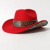 Vintage Wide Brim Sun Hat Turquoise Decor Cowgirl Hat Elegant Party Festival Hat  For Women Man