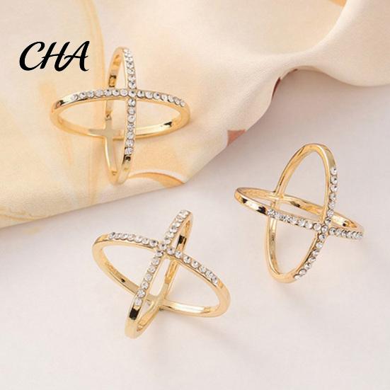Scarf Ring Rhinestone X-Shape Ring, Metal Geometric Clip, Sparkling Slide for Women Silk Scarves Neckerchiefs Shawls Shirts Smooth Sliding