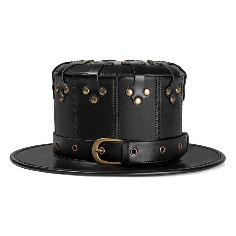 Steampunk Plague Doctor Hat Unisex Punk Fedora Wide Brim Leather Look Costume Accessory Halloween Party