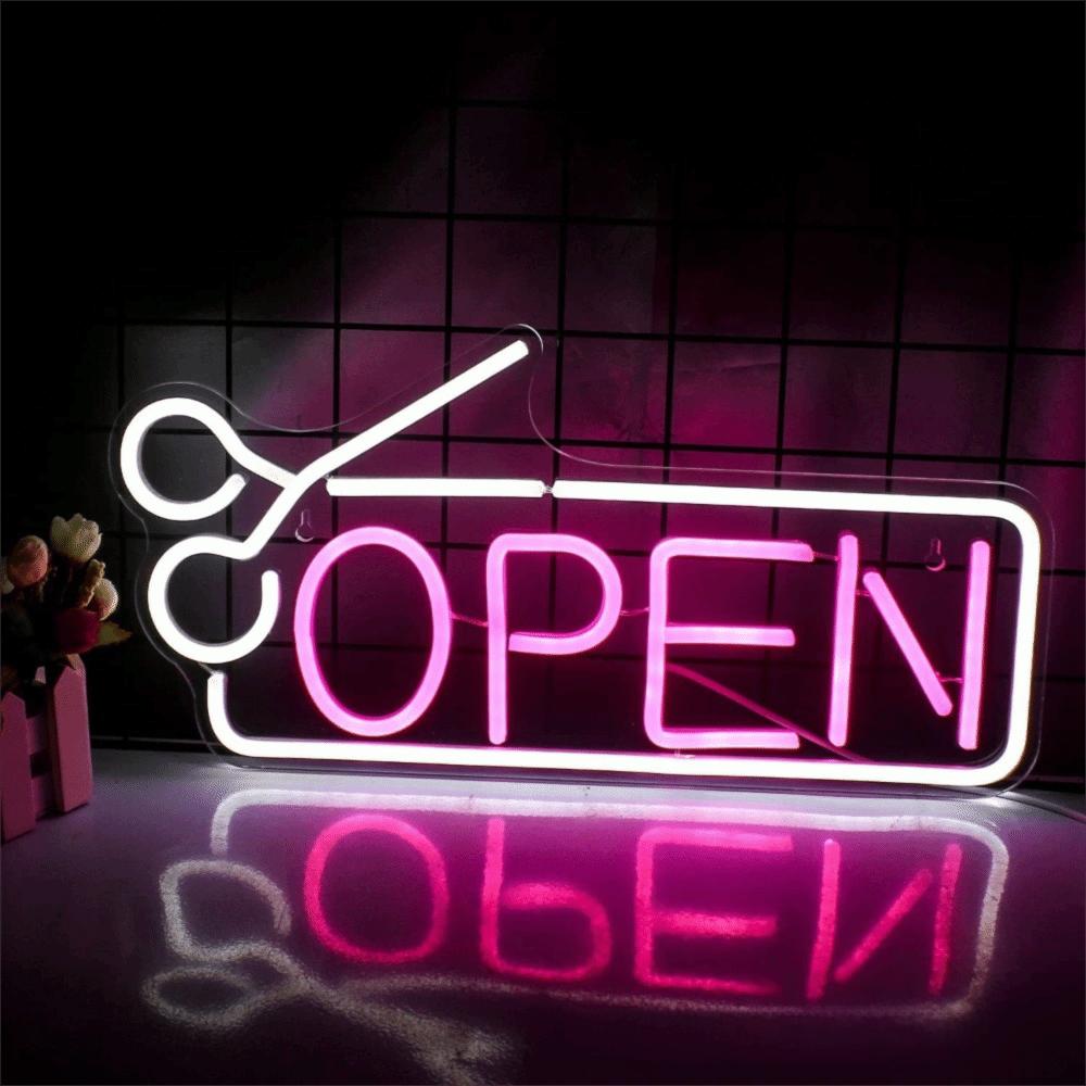Soft Silicone Light Strip Open Neon Sign Adjustable Brightness Business Store Sign Salon Decor