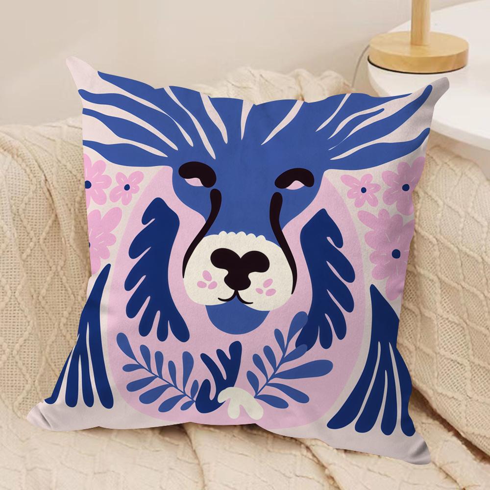 Abstract floral animal fashion Cushion Cover Silky Short Plush Invisible Zipper Dustproof Sofa Pillow Case for Home Decor
