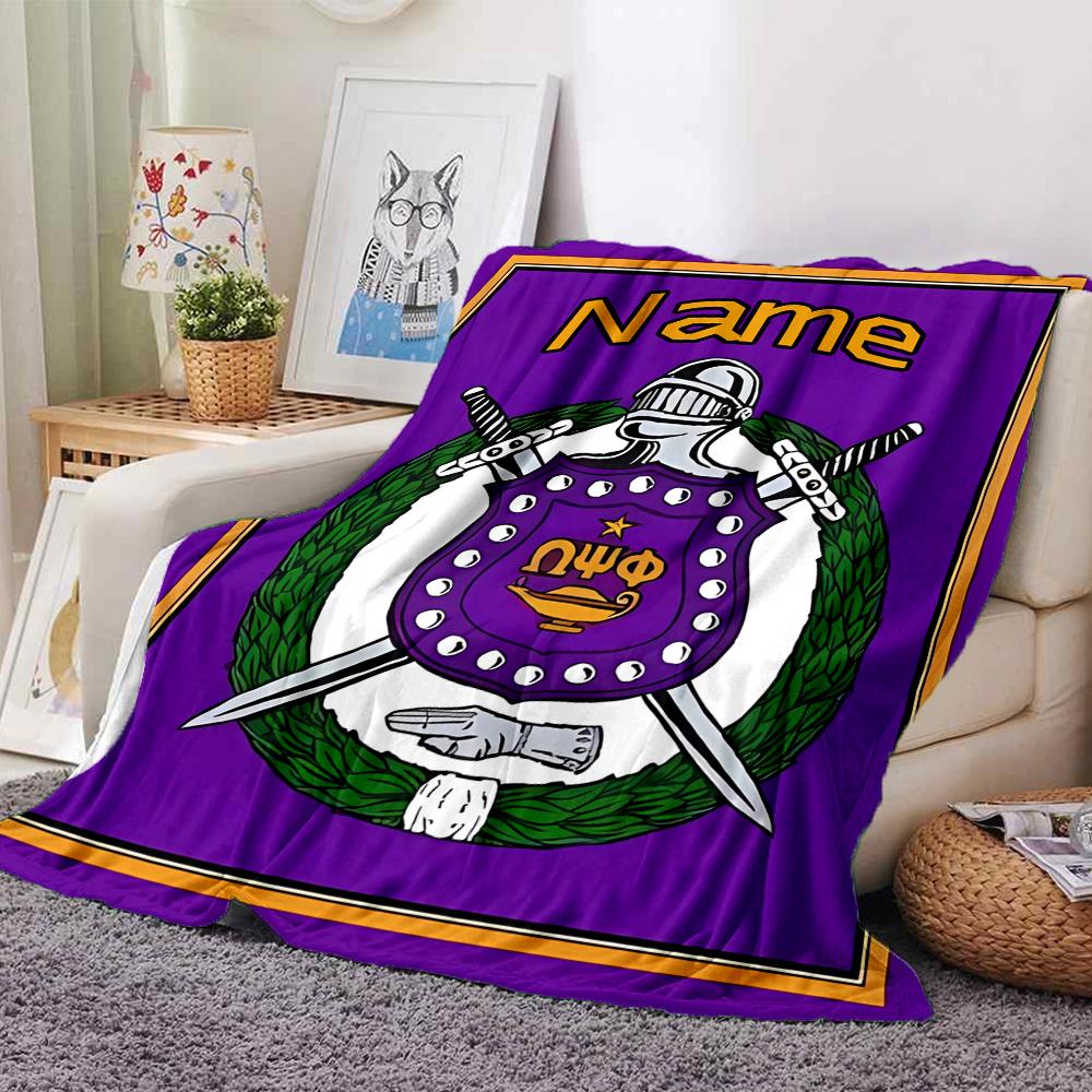 Customiz Name Personality Omega Psi Phi Blanket Soft &Warm Sofa Office Bed Travel Lunch Break Blanket, Gift Suitable All Seasons