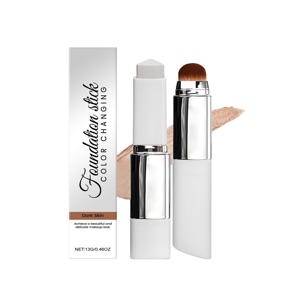 2-in-1 Color-Adapting Foundation Stick Deep Skin Tone Lightweight Hydrating Matte Glow Natural Coverage Nourishing