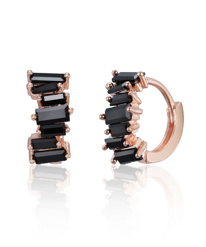 Ellejewelry 14K Gf Черные Уникальные Серьги-Кольца One-Touch Elgpee544