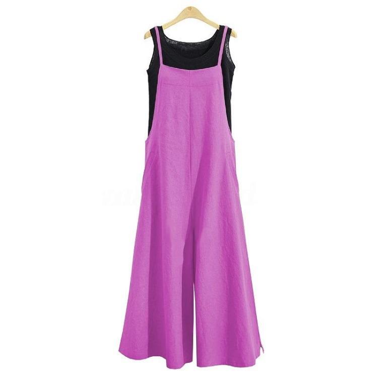 Women Summer Spring Casual Sleeveless Jumpsuit Romper Solid Color Print Fashion Trousers