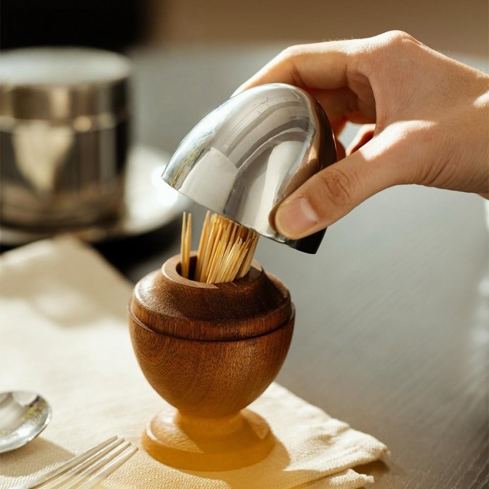 Retro Ebony Wood Toothpick Holder Simple Cotton Swab Storage Jar Hotel