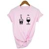 Am Coffee Pm Red Wine Print T Shirts Harajuku Tops Ropa Mujer Fashion Graphic Tees Women