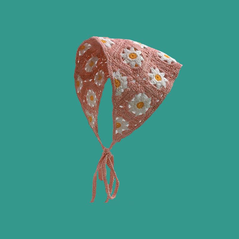 Модная вязаная косынка для прогулок, милый и очаровательный стиль, вязаная вручную повязка на голову, женские аксессуары для волос, треугольный платок для волос