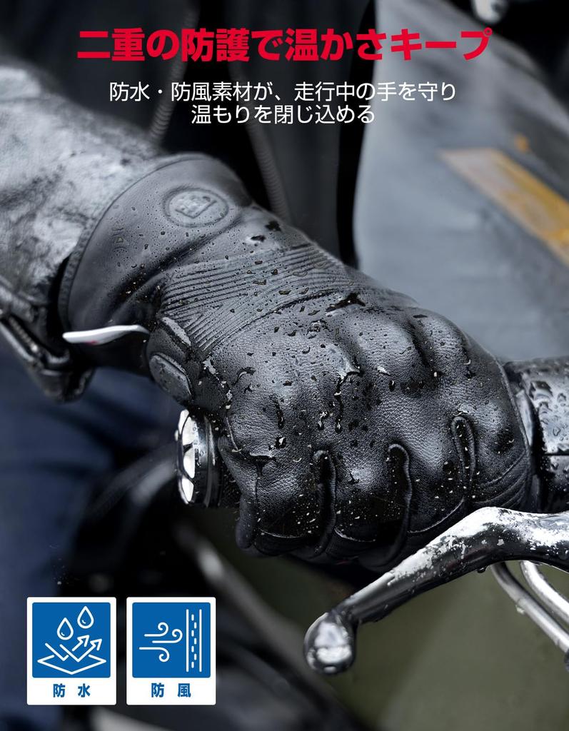 KEMIMOTO KM8037 Sheepskin Winter Motorcycle Gloves, Touchscreen Compatible