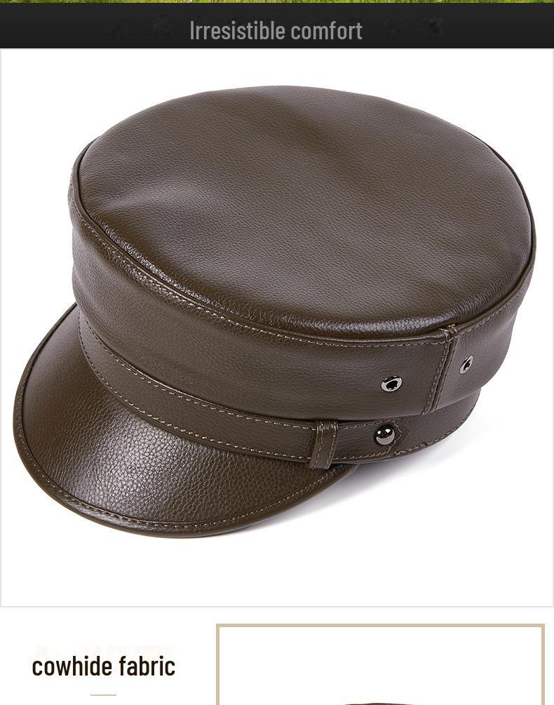 Унисекс натуральная кожа капитанская шляпа: Немецкий берет в стиле ретро-панк-мотоцикла Harley.
