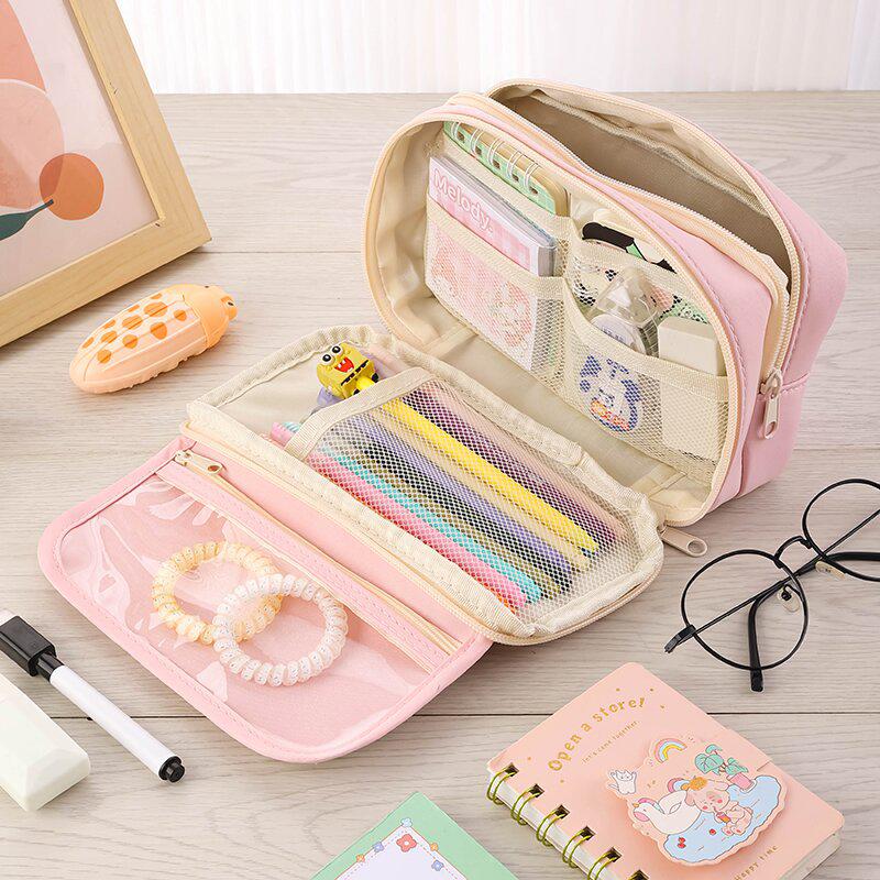 Nine-Layer Transparent Panda Pencil Case - Stylish and Practical Stationery Bag for Students