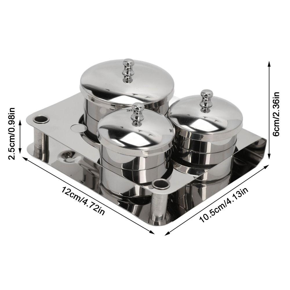 3 Pcs Sturdy Stainless Steel Nail Powder Dappen Dish For Nail Design