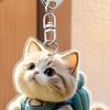 Automobile Pendant 2D Cat Car Rearview Mirror Hanging Ornament Acrylic Cat Charm Keyring Auto Backpack Keychain