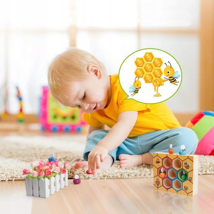 Gra Zręczościowa Eko Drewno Pracowite Pszczółki Plaster Miodu Montessori