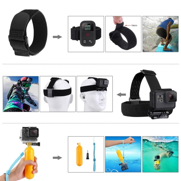 PULUZ 50 в 1 Комплекты аксессуаров Total Ultimate Combo с кейсом из EVA для GoPro, Insta360, DJI и других экшн-камер